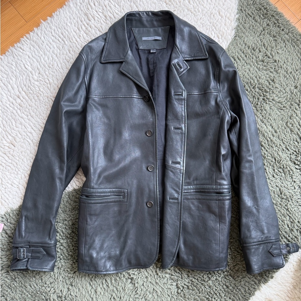 John Varvatos Black Leather Jacket